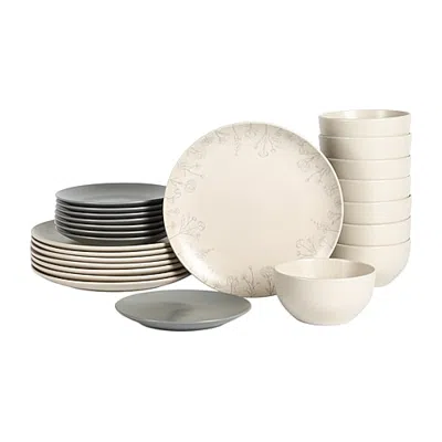 Stone Lain Camelia 24-pc. Stoneware Dinnerware Set In Gray