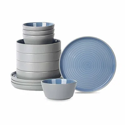 Stone Lain Elica 12-pc. Stoneware Dinnerware Set In Blue