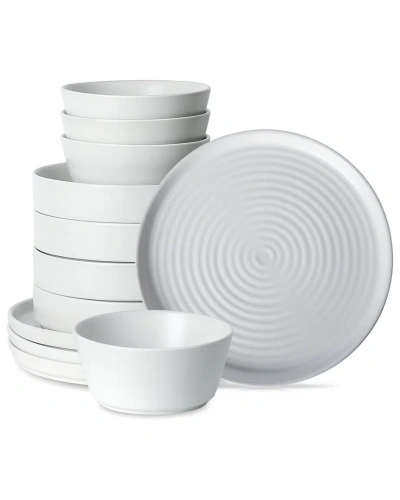 Stone Lain Elica 12pc White Stoneware Dinnerware Set