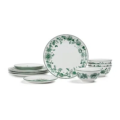Stone Lain Esme 12-pc. Porcelain Dinnerware Set In Green