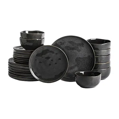 Stone Lain Mirella 24-pc. Stoneware Dinnerware Set In Black