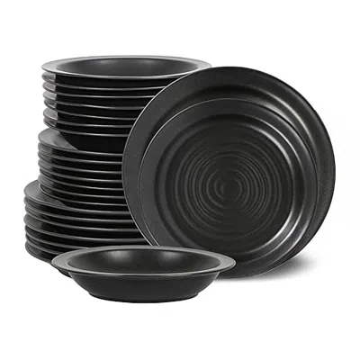 Stone Lain Orbit 24-pc. Stoneware Dinnerware Set In Black