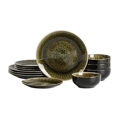 Stone Lain Riley 12-pc. Stoneware Dinnerware Set In Black