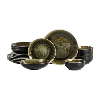 Stone Lain Riley 16-pc. Stoneware Dinnerware Set In Black