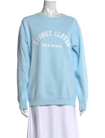 Pre-owned Stoney Clover Lane Graphic Print Crew Neck Sweatshirt In Blue