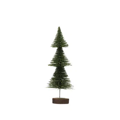 Storied Home Bottle Brush Tree On Wood Base In Green