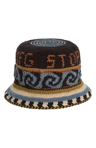 Story Mfg. Brew Organic Cotton Crochet Bucket Hat In Blue