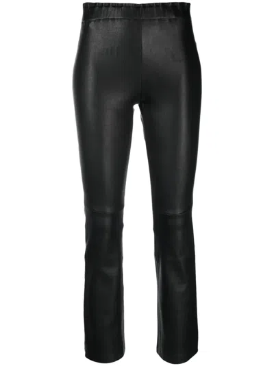 Stouls Cropped Leather Trousers In Black