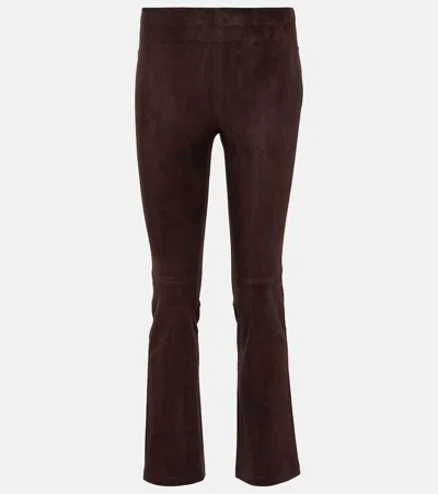 Stouls Jp Twenty Mid-rise Bootcut Suede Pants In Brown