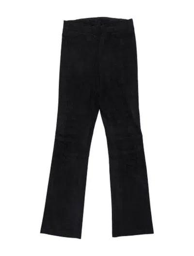 Pre-owned Stouls Lamb Leather Flared Pants In Black