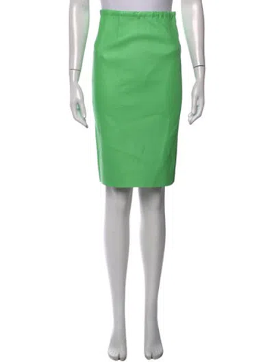 Pre-owned Stouls Lamb Leather Knee-length Skirt In Green