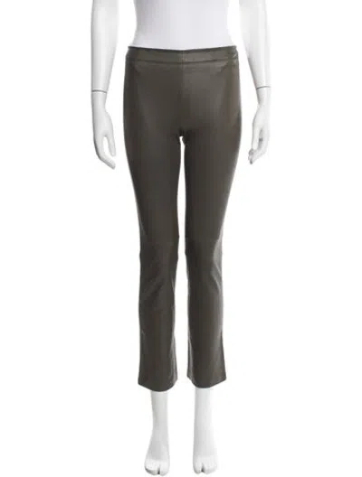 Pre-owned Stouls Lamb Leather Skinny Leg Pants In Green
