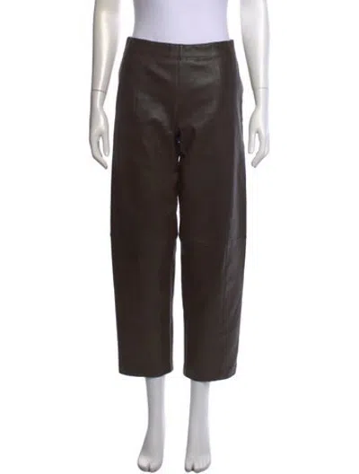 Pre-owned Stouls Lamb Leather Wide Leg Pants In Brown