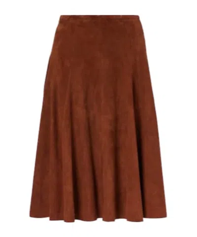 Stouls Sabrina Suede Midi Skirt In Brown