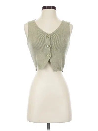 Pre-owned Stradivarius Sleeveless Top Green Sweetheart Neckline Tops