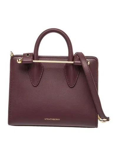 Pre-owned Strathberry Leather Top Handle Bag In Burgundy