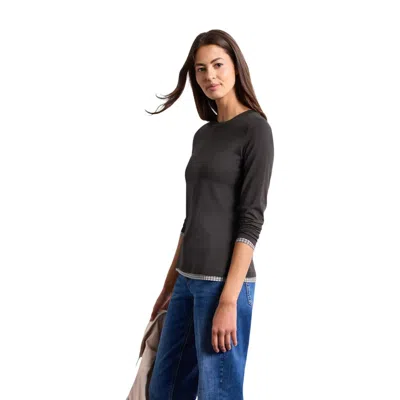 Street One Brown Cotton Long Sleeve T-shirt In Gray