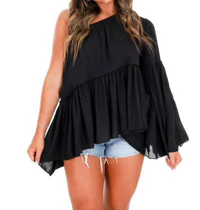 Strut & Bolt Lost On You One Shoulder Top In Black