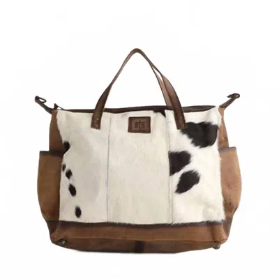 Sts Ranchwear Women's Cowhide Diaper Bag In Brown/cream In Multi