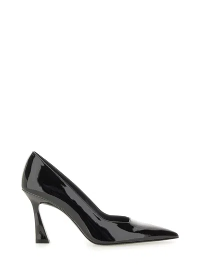 Stuart Weitzman Black Patent Leather Pumps With Flared 8.5 Cm Heel