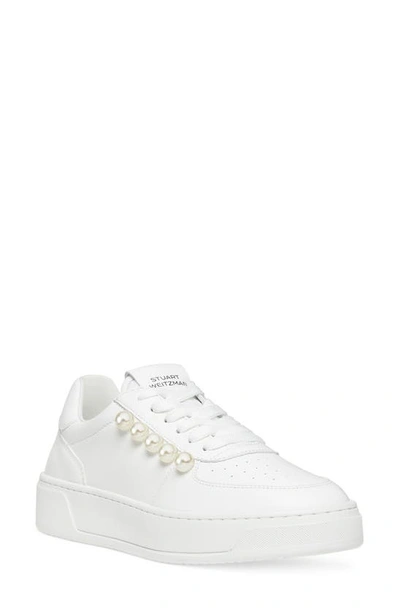 Stuart Weitzman Courtside Pearl Sneaker In White