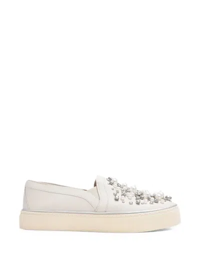 Pre-owned Stuart Weitzman Decor Embellished Slip-on Sneakers In Neutrals