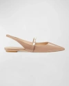 Stuart Weitzman Emilia Pearlita Patent Slingback Ballerina Flats In Fawn