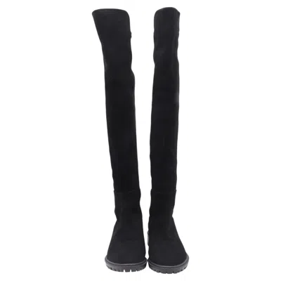 Pre-owned Stuart Weitzman Knee-high Boots In Black Suede