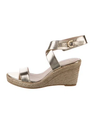 Pre-owned Stuart Weitzman Leather Espadrilles In Gold/metallic