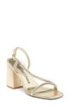 Stuart Weitzman Soiree Crystal 85 Block Sandal In Platino/ Clear