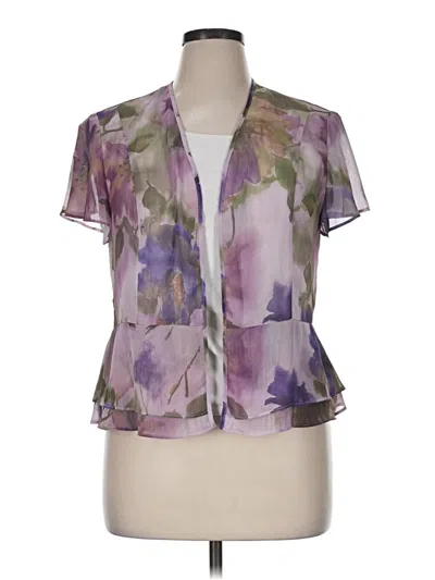Pre-owned Studio 1 Short Sleeve Blouse In Purple