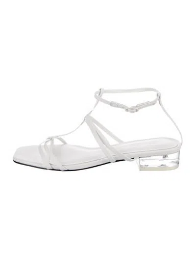 Pre-owned Studio Amelia Leather Sandals In White