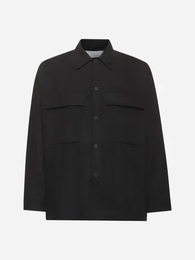 Studio Nicholson Black Cotton And Nylon Landi Overshirt