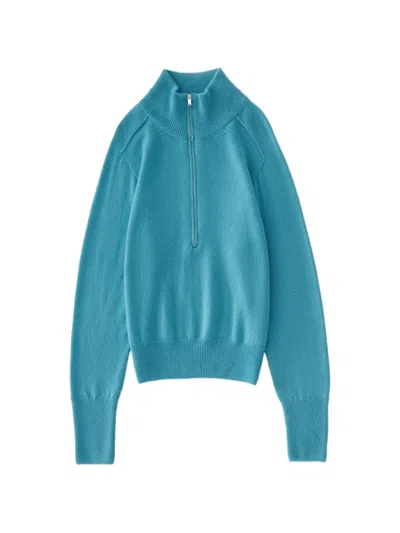 Studio Nicholson Maren Half-zip Sweater In Blue