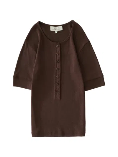 Studio Nicholson Sorin Micro-rib T-shirt In Brown