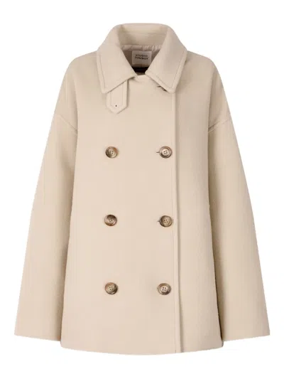 Studio Tomboy Double-breasted Peacoat In Neutral