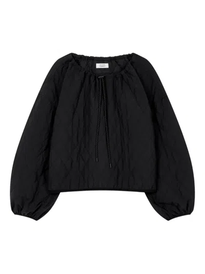 Studio Tomboy Neck-string Quilted Top In Black