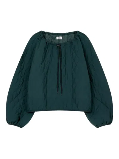 Studio Tomboy Neck-string Quilted Top In Green