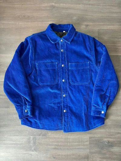 Pre-owned Stussy Stüssy Fall 23 Cord Quilted Overshirt Small In Royal Blue