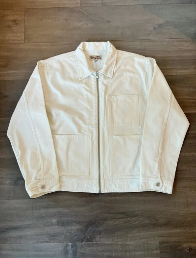 Pre-owned Stussy Stüssy Fall 23 Zip Work Jacket Overdyed Large In Bone