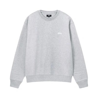 Pre-owned Stussy Stock Logo Crew Sweatshirt 'grey Heather'