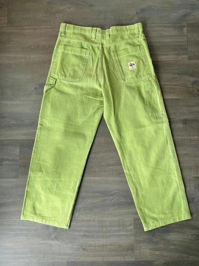 Pre-owned Stussy X Vintage Stüssy Ss22 Stone Washed Carpenter Pant Lime 30