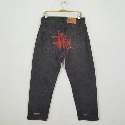Pre-owned Stussy X Vintage Stussy Streetwear Skateboard Style Jeans In Black