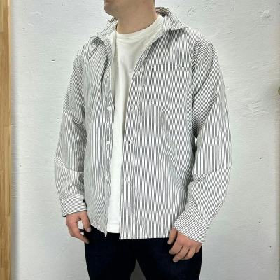 Pre-owned Stussy X Vintage Stussy Vintage Overshirt Jacket Size L In White/grey