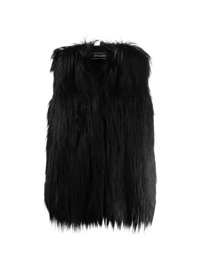 Styland Faux-fur Gilet In Black