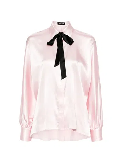 Styland Pussy-bow Kimono-sleeve Shirt In Pink