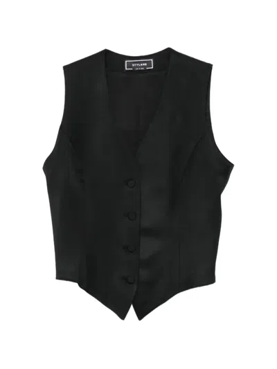 Styland Tailored V-neck Waistcoat In Black