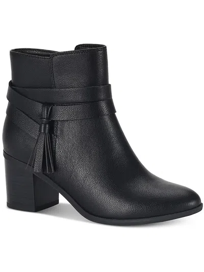 Style & Co Catriona Womens Comfort Insole Faux Leather Ankle Boots In Black