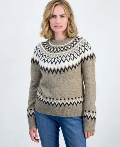 Style & Co Petite Fair Isle Crewneck Sweater, Macy's Exclusive In Gray