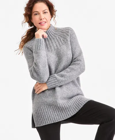 Style & Co Women's Funnel Mockneck Long-sleeve Sweater, Macy's Exclusive In Gray